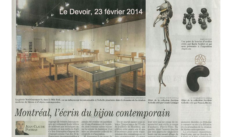 Le devoir Jean-Claude Poitras, bijoux contemporains Montreal